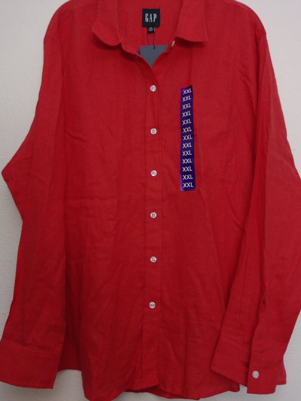 NWT GAP Red Linen Button-Down Long Sleeve Shirt - Size XXL